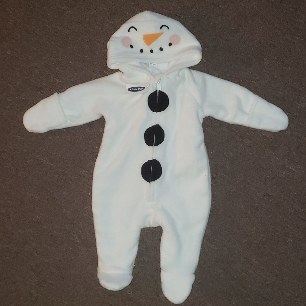 Old navy snowman onesie 0-3m